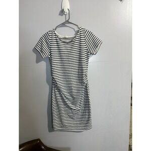 PinkBlush Striped Rouched White And Charcoal Women's Size M maternity‎ dress